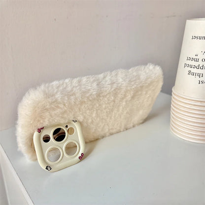 Fashion Leopard Fluffy Fur Case For iPhone 16 Pro Max 15 Plus 14 13 Kickstand Camera Lens Protection Frame Funda 16 Plus