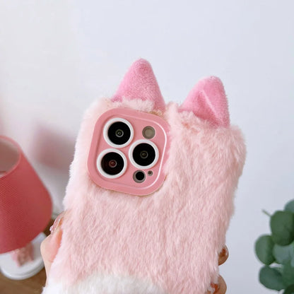 Plush Animal butt  Phone Case for IPhone16 15 14 13 11 12 Pro Max Cute Shockproof Furry Warm Fur Anti-drop protective Back Cover