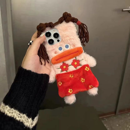 Plush Funny Sausage Mouth Phone Cases for IPhone16 15 14 13 12 Pro Max Mini X XR XS 8 Plus SE 2020 7 8Case Shockproof Back Cover