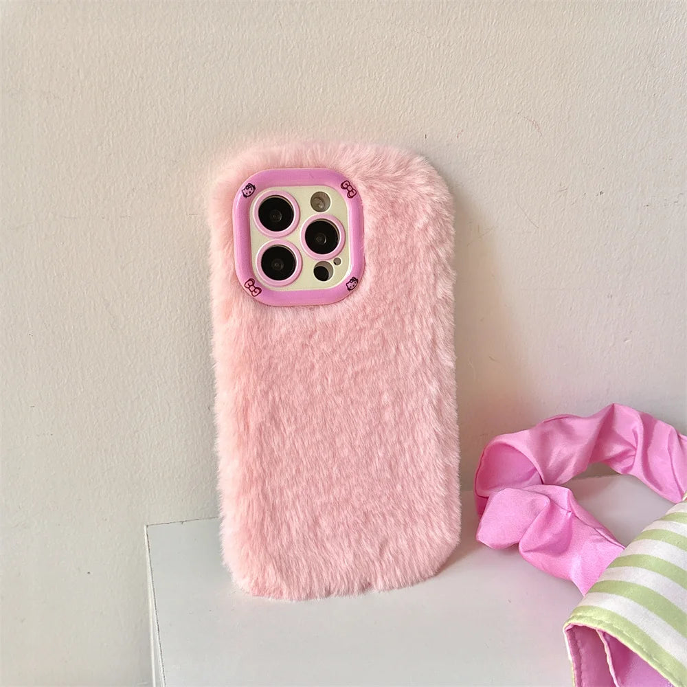 Fashion Leopard Fluffy Fur Case For iPhone 16 Pro Max 15 Plus 14 13 Kickstand Camera Lens Protection Frame Funda 16 Plus