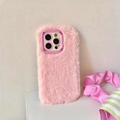 Fashion Leopard Fluffy Fur Case For iPhone 16 Pro Max 15 Plus 14 13 Kickstand Camera Lens Protection Frame Funda 16 Plus