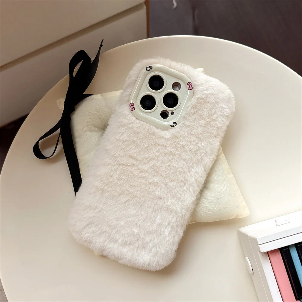 Fashion Leopard Fluffy Fur Case For iPhone 16 Pro Max 15 Plus 14 13 Kickstand Camera Lens Protection Frame Funda 16 Plus
