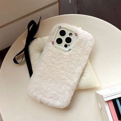Fashion Leopard Fluffy Fur Case For iPhone 16 Pro Max 15 Plus 14 13 Kickstand Camera Lens Protection Frame Funda 16 Plus