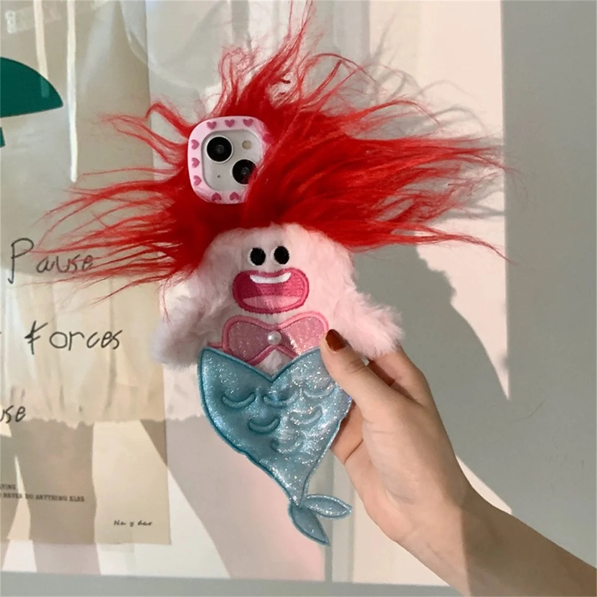 Suitable For Ugly And Cute Cartoon Mermaid Monster iPhone 15 Pro Max 14 Phone Case 13Pro iPhone 12 11 Plush Fall Protection Case