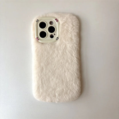 Fashion Leopard Fluffy Fur Case For iPhone 16 Pro Max 15 Plus 14 13 Kickstand Camera Lens Protection Frame Funda 16 Plus