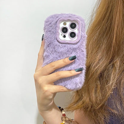 New Stand Lens Frame Solid Color Plush Case for iPhone 16 15 14 13 12 11 Pro Max