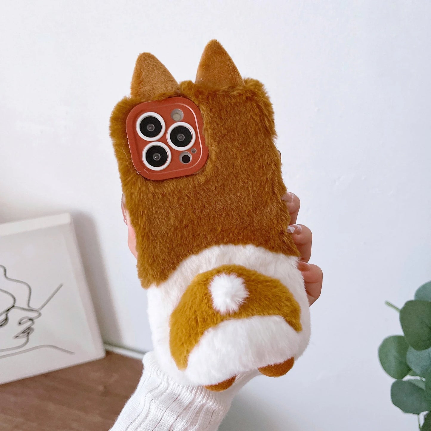 Plush Animal butt  Phone Case for IPhone16 15 14 13 11 12 Pro Max Cute Shockproof Furry Warm Fur Anti-drop protective Back Cover