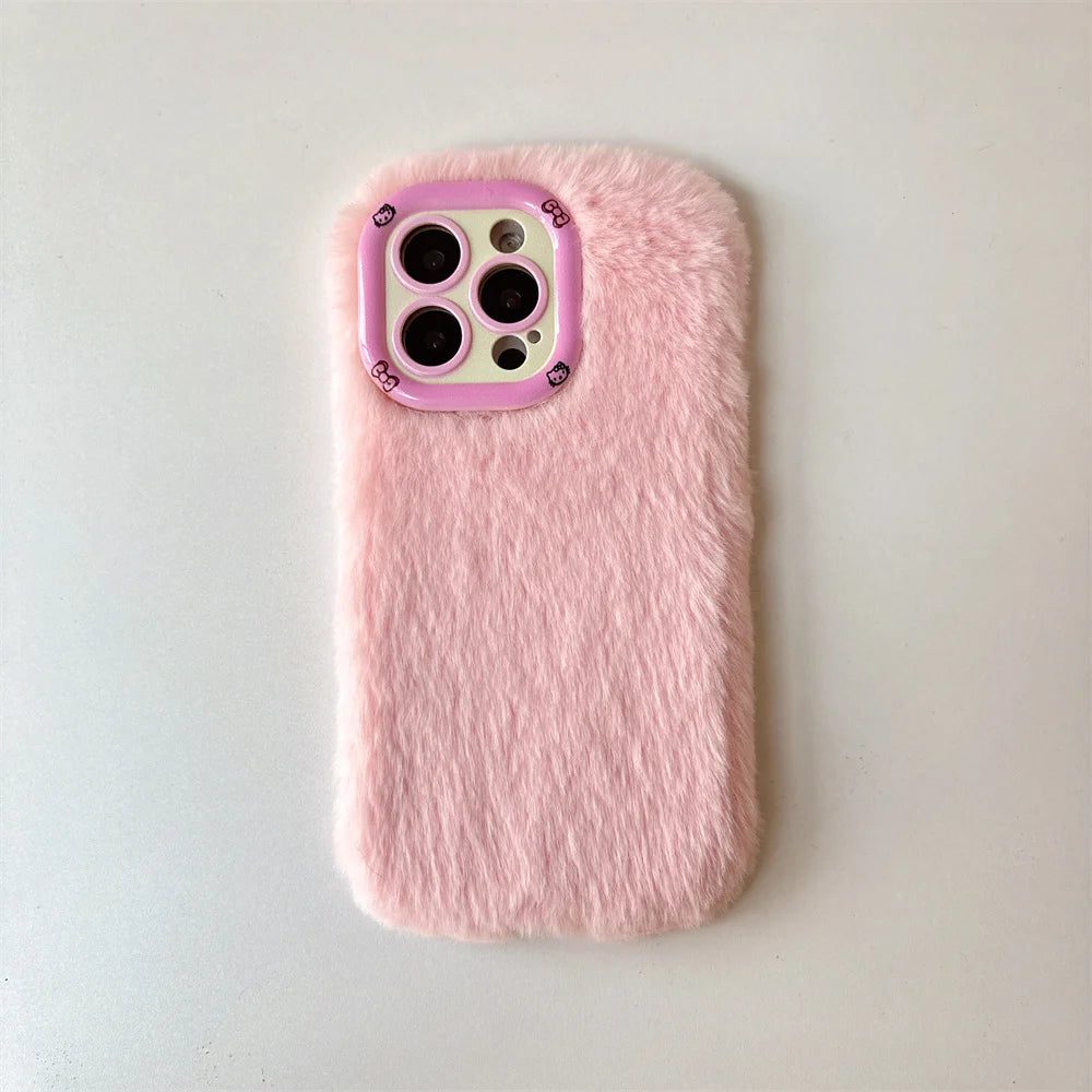Fashion Leopard Fluffy Fur Case For iPhone 16 Pro Max 15 Plus 14 13 Kickstand Camera Lens Protection Frame Funda 16 Plus